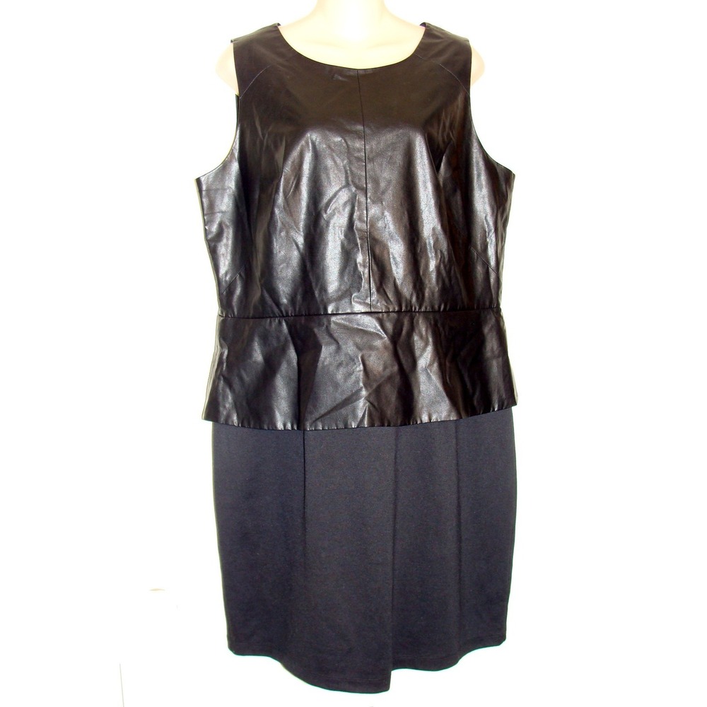 ALYX LIMITED BLACK FAUX LEATHER PEPLUM DRESS SIZE 16 A132 - Picture 8 of 9
